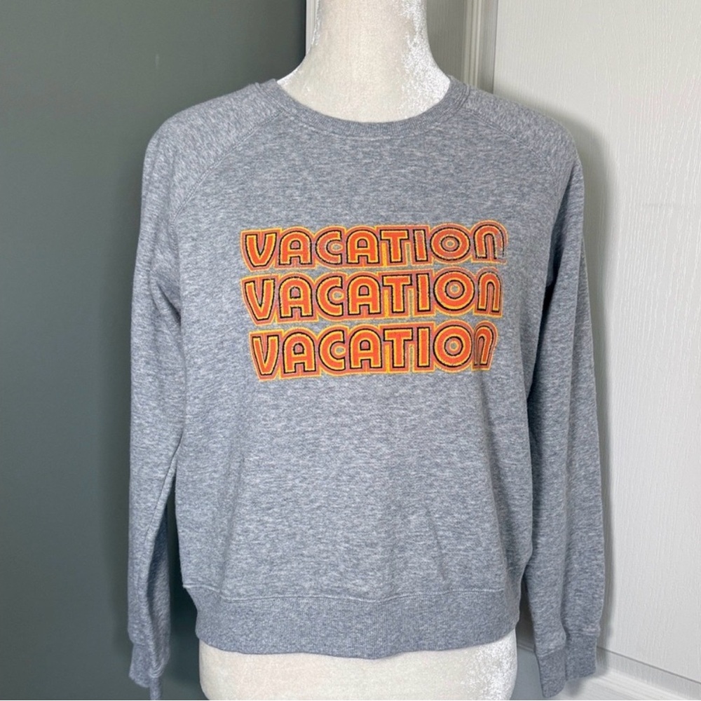 Rebecca Minkoff Gray Sweatshirt with Orange Text Vacation retro